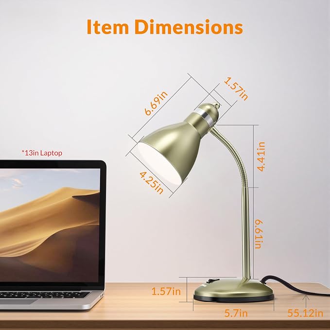 LEPOWER Metal Desk Lamp, Adjustable Goose Neck Table Lamp, Eye-Caring Study - Image 2