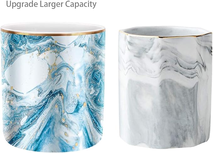 Pen Pencil Holder for Desk, Marble Desk Decor Organizer, Durable Ceramic Pencil - Image 4