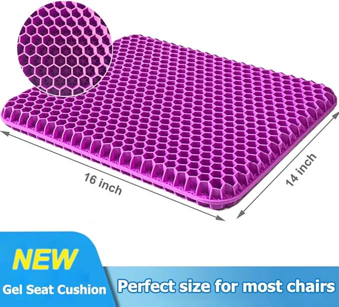 Gel Seat Cushion, Double Thick Egg Gel Cushion for Pressure Pain Relief, Breathable Wheelchair Cushion Chair Pads for Car Seat Office Chair (Violet)-DeskLoop Office