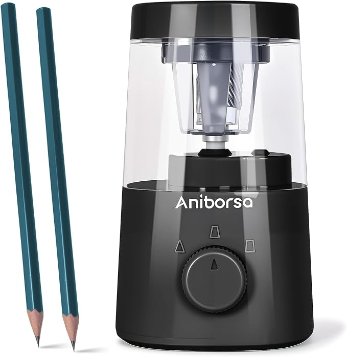 Electric Pencil Sharpener, Helical Blade Automatic Pencil Sharpener, by Aniborsa