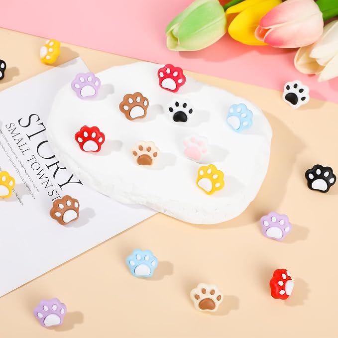 JANYUN 60Pcs Cat Paw Push Pins Cute Decorative Animal Thumb Tacks | Resin Cat - Image 7
