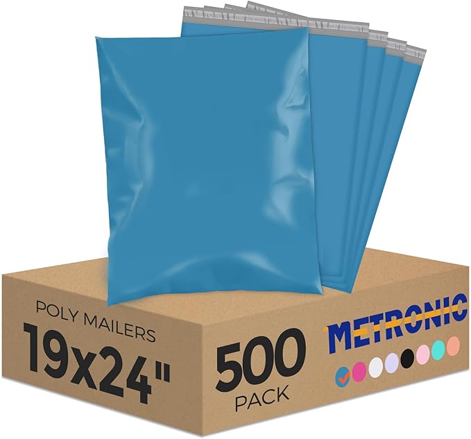 Metronic Large Poly Mailers 19x24 500Pcs, Strong Adhensive Shipping Bags by METRONIC