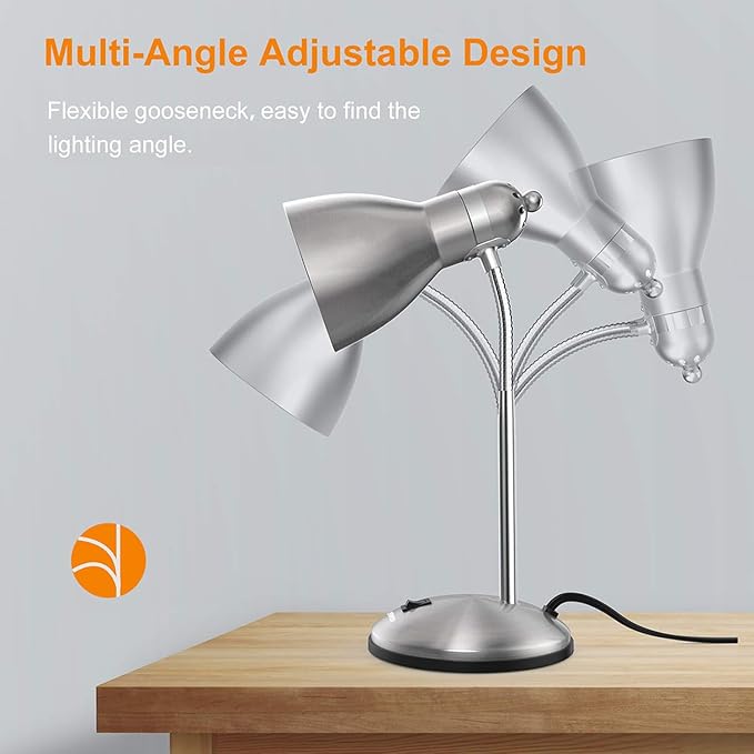 LEPOWER Metal Desk Lamp, Adjustable Goose Neck Table Lamp, Eye-Caring Study - Image 5