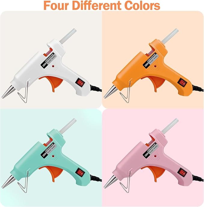 Mini Hot Glue Gun, Hot Melt Gun with 30 Glue Sticks for Arts Crafts, Mini Glue Gun Kit for Kids School Craft and Quick Home Repairs (Multicolored, 20W, 8 Pieces)-DeskLoop Office