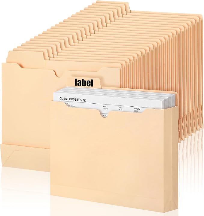 25 Pack Manila File Jacket, 2 Inch Expandable File Folders by Unknown