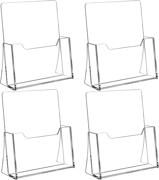 Acrylic Brochure Holder 8.5 x 11 inch 4 Pack by SUNQEBO