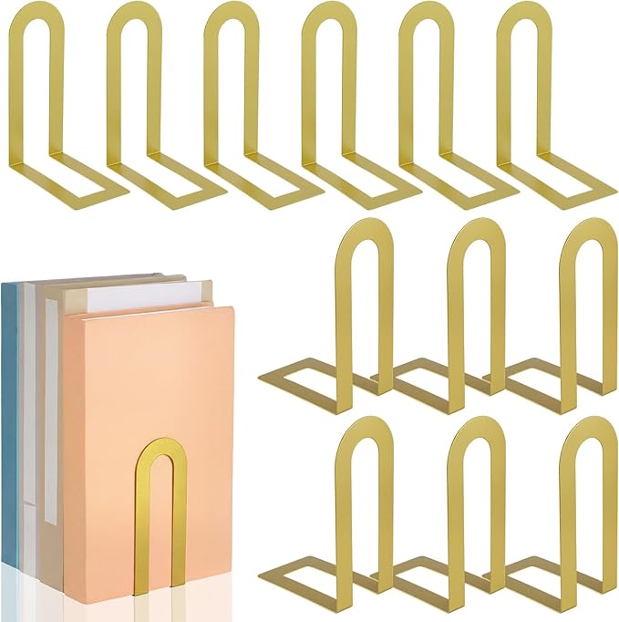 Chunful 12 Pcs Gold Modern Metal Book Ends by Chunful