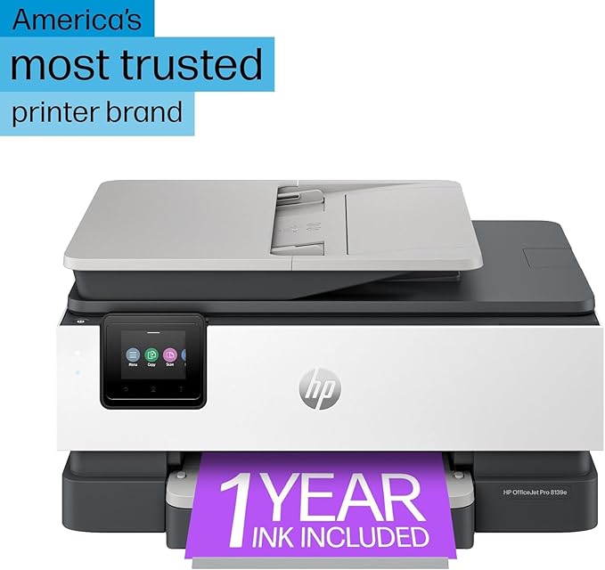 HP OfficeJet Pro 8139e Wireless All-in-One Color Inkjet Printer, Print, scan, Copy, fax, ADF, Duplex Printing Best-for-Home Office, 1 Year of Instant Ink Included (Renewed Premium)-DeskLoop Office