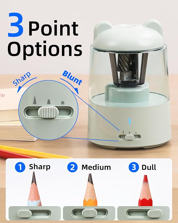 ZMOL Colored Pencil Sharpener, Rechargeable Electric Pencil Sharpener, Auto Stop - Image 3