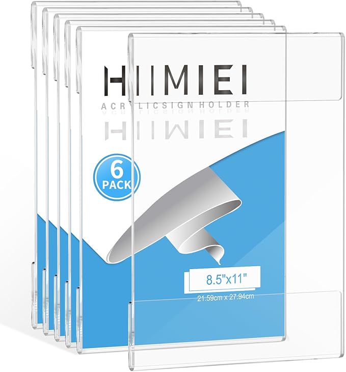HIIMIEI Acrylic Sign Holder 8.5 x 11 Wall Mounted by HIIMIEI