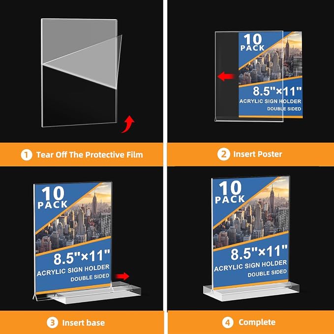 10 Pack Acrylic Sign Holder 8.5 x 11 Inch, Double Sided Sign Stand - Image 5