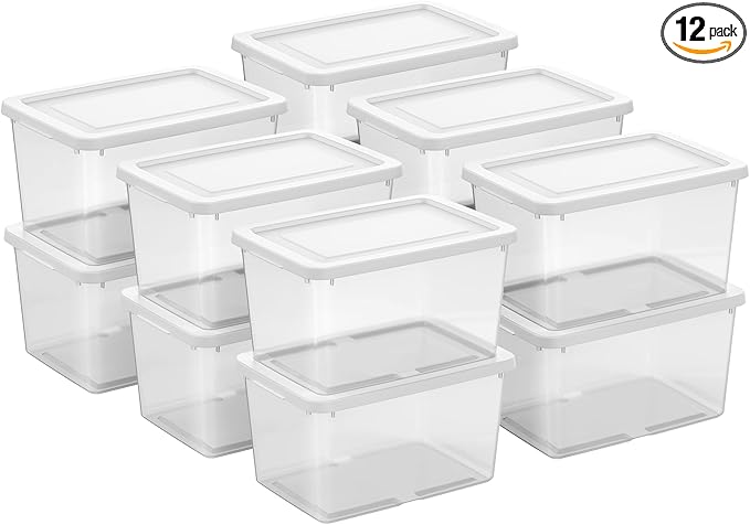 Sterilite 12 Pack Storage Boxes, Lightweight Home Organizers by Sterilite