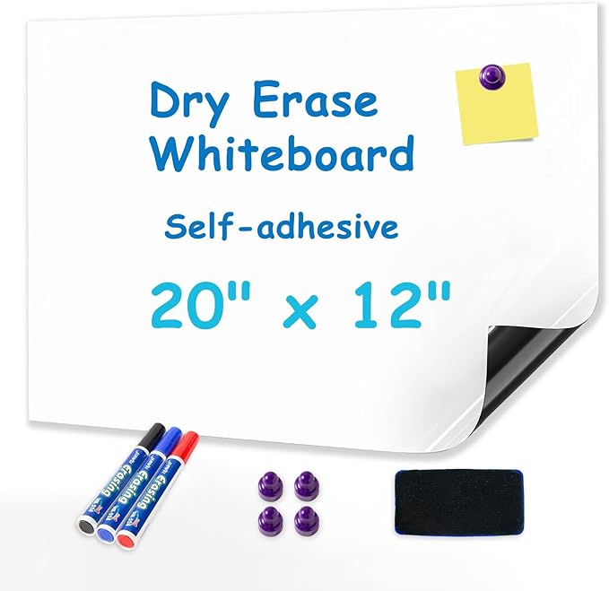 YOUNGJQ Magnetic Whiteboard Contact Paper 20" x 12" Adhesive Dry Erase White Board Sticker for Wall Peel and Stick Wallpaper for Fridge Home Office-DeskLoop Office