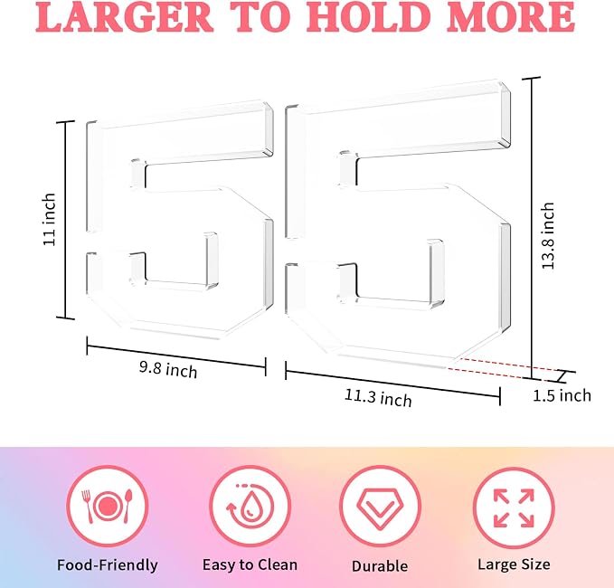 13.8" Acrylic Number Charcuterie Tray, Fillable Number Charcuterie Box - Image 2