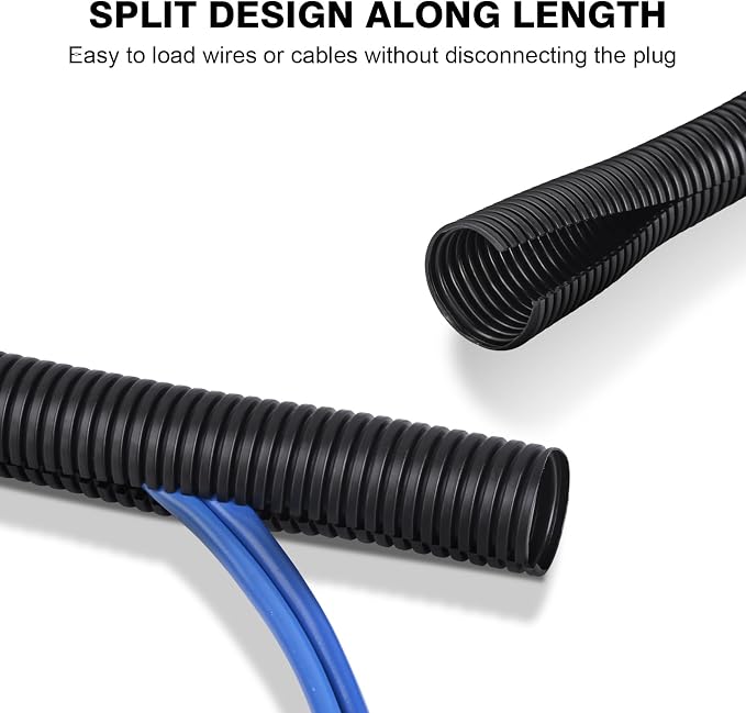 10ft - 1/4 inch Flame Retardant Split Wire Loom Tubing - Flexible Wire Covers - Image 2