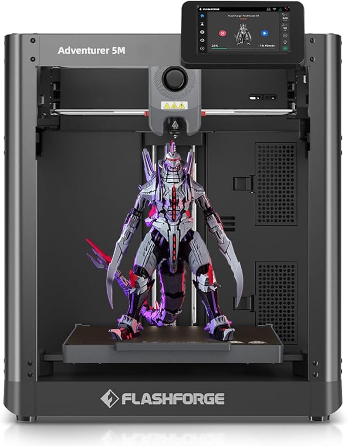 FLASHFORGE Adventurer 5M 3D Printer with Fully Auto Leveling System, Max 600mm/s High-Speed, 280℃ Quick-Detach Nozzle, CoreXY Structure for Superior Print Quality, Rookies & Experts Smart Choice-DeskLoop Office