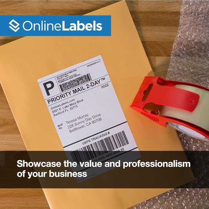 8.5 x 5.5 Half-Sheet Shipping Labels - Permanent, White Matte - for FBA, FedEx, UPS - Pack of 1,000 Labels, 500 Sheets - Inkjet/Laser Printers - Online Labels-DeskLoop Office