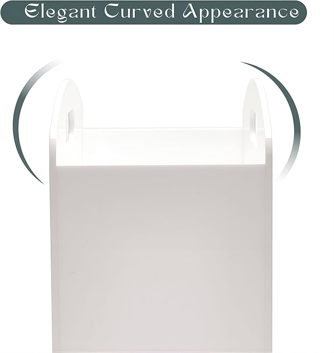 White Magazine Holder - Acrylic Magazine Rack Floor, Newspaper Stand with handles, Modern Lucite Magazine and Book Basket Box for Bathroom, Bedroom, Living Room-DeskLoop Office