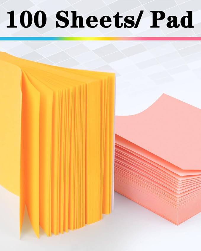 Sticky Notes 3x3 Inches, Self-Stick 48 Pads Bulk, 100 Sheets/Pad, 6 Bright - Image 3