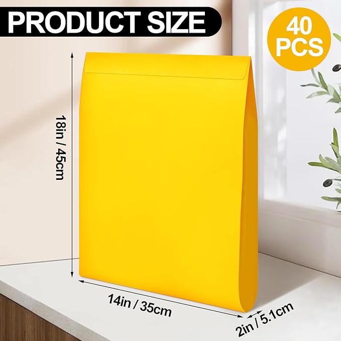 40 Pcs 14 x 18 x 2 Inch Large Expandable Catalog Envelopes Manilla Kraft Peel and Seal Envelopes Light Large Mailing for Office Home Documents Magazines Photos Storage Organizing-DeskLoop Office