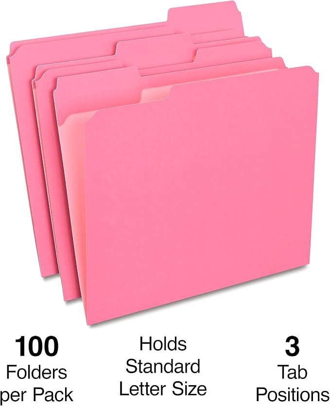 Staples File Folder, Letter Size, Reinforced 1/3‑Cut Tabs - Image 2