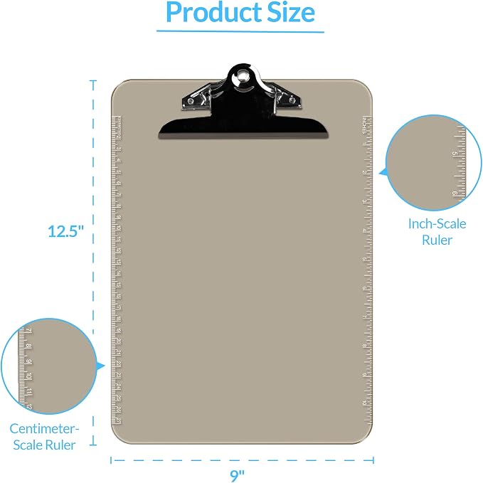Pack of 6 Plastic Clipboards - Image 4