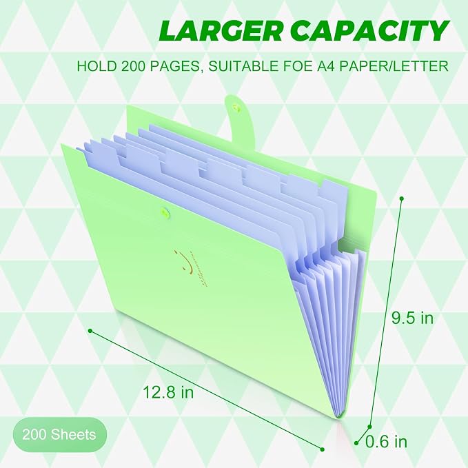 Expanding File Folder, 8 Pockets Accordion File Organizer, A4 Letter Size Paper - Image 3