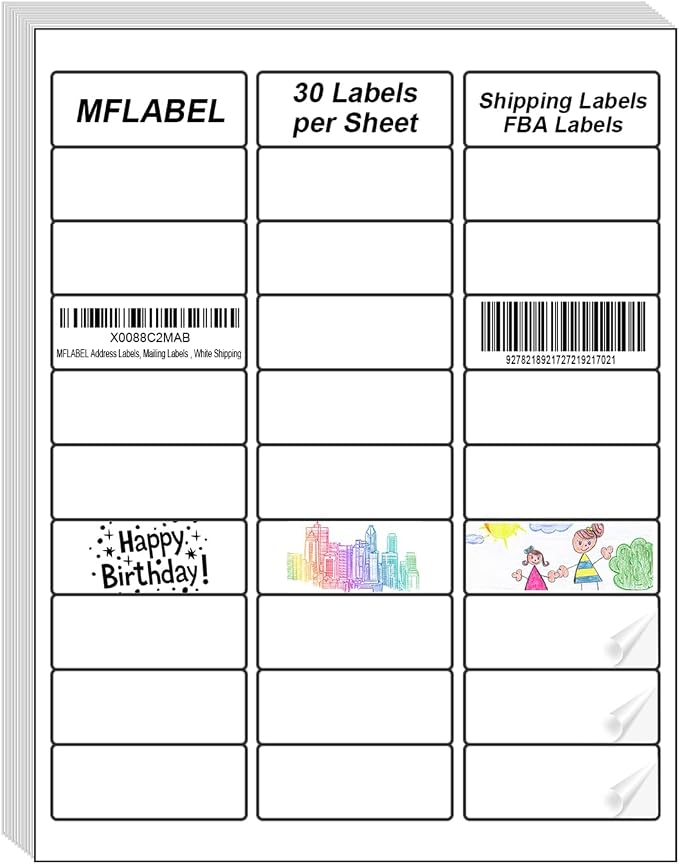 MFLABEL Address Label, 30-UP White Shipping Labels by MFLABEL