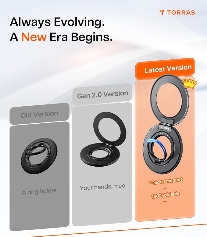 TORRAS 2025 Flagship Magnetic Phone Grip Ring Holder Kickstand Fit - Image 2