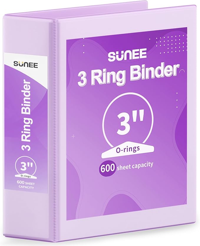 SUNEE 3 Ring Binder 3 Inch 1 Pack by SUNEE