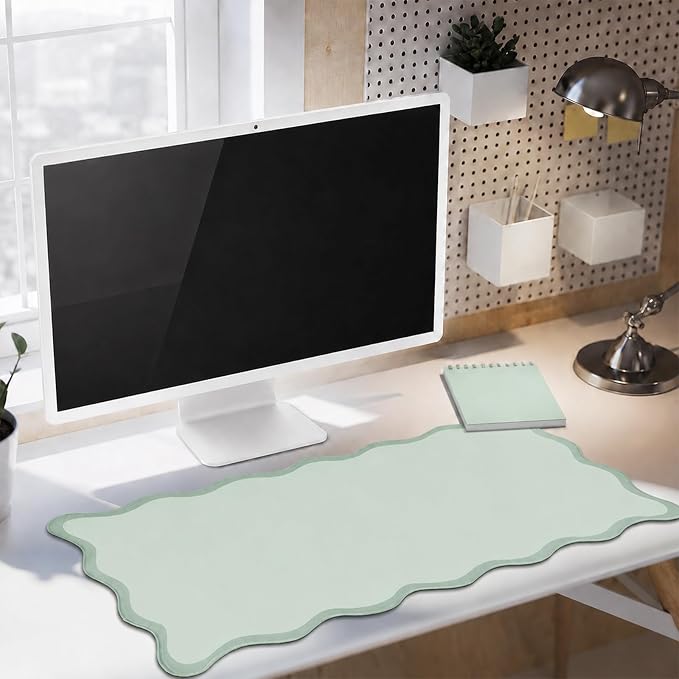 Hahafelt Scalloped Desk Mat Large Desk Pad Cute Coquette Table Mat Back to - Image 4