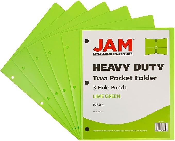JAM PAPER Heavy Duty Plastic 3 Hole Punch Pocket Folders - Image 2