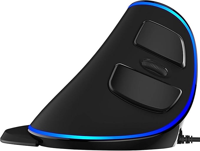 J-Tech Digital Wired Ergonomic Vertical USB Mouse with Adjustable Sensitivity (600/1000/1600 DPI), Scroll Endurance, Removable Palm Rest & Thumb Buttons [V628]-DeskLoop Office
