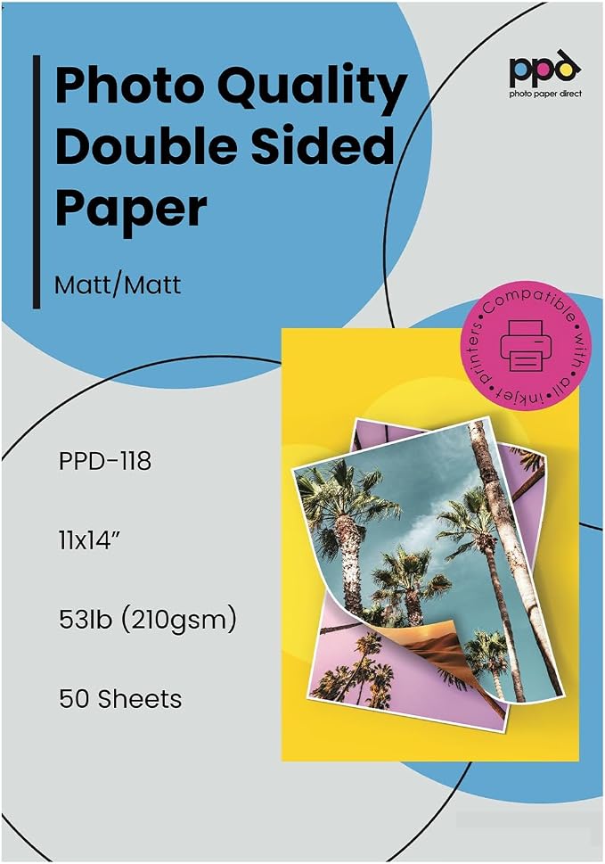 PPD Double Sided Photo Paper, Matte Brochure Paper 11 x 14 by PhotoPaperDirect