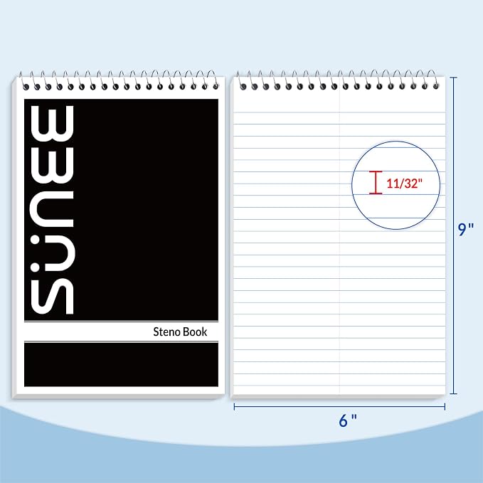 SUNEE 2 Pack Steno Pads 6x9, Gregg Rule, 60 Sheets, Spiral Notebook 6x9 - Image 2