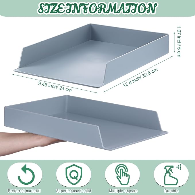 Wenqik 8 Pcs Stackable Paper Trays Rectangular Plastic Desk Holder Desktop - Image 3
