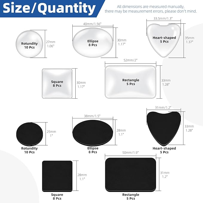 Glarks 72pcs Fridge Magnets Craft Set Round/Oval/Square/Heart/Rectangle Shape Ferrite Ceramic Magnets with Adhesive Backing and Transparent Glass Cabochons for Fridge Office Locker Whiteboard Making-DeskLoop Office