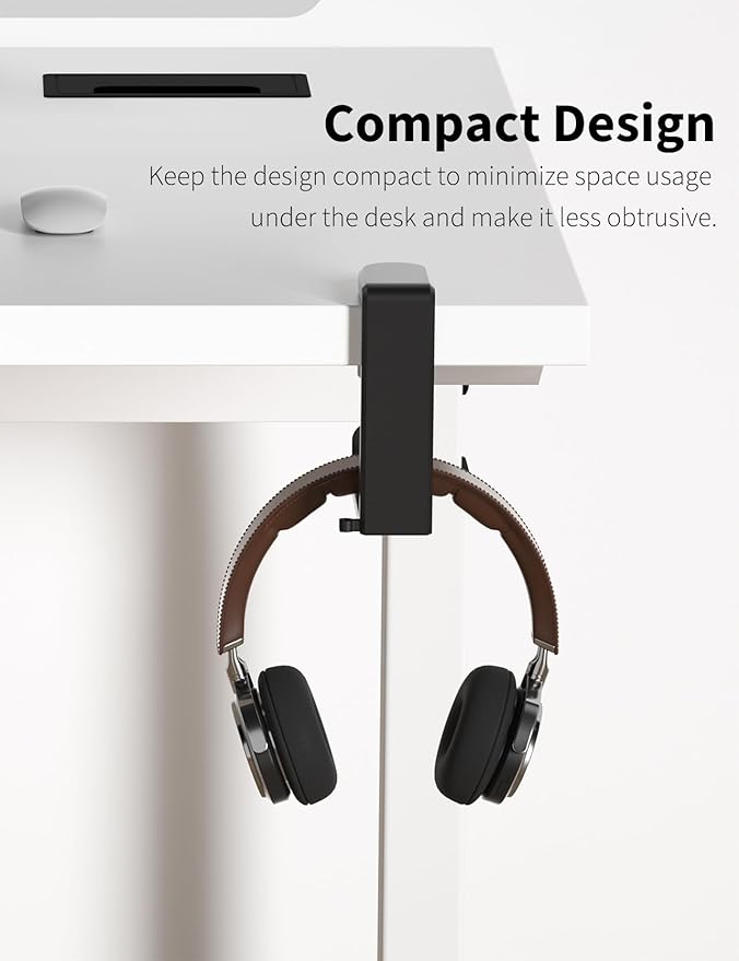 Headphone Hook Under Desk Holder 360-Degree Adjustable Rotation, easy spring - Image 5