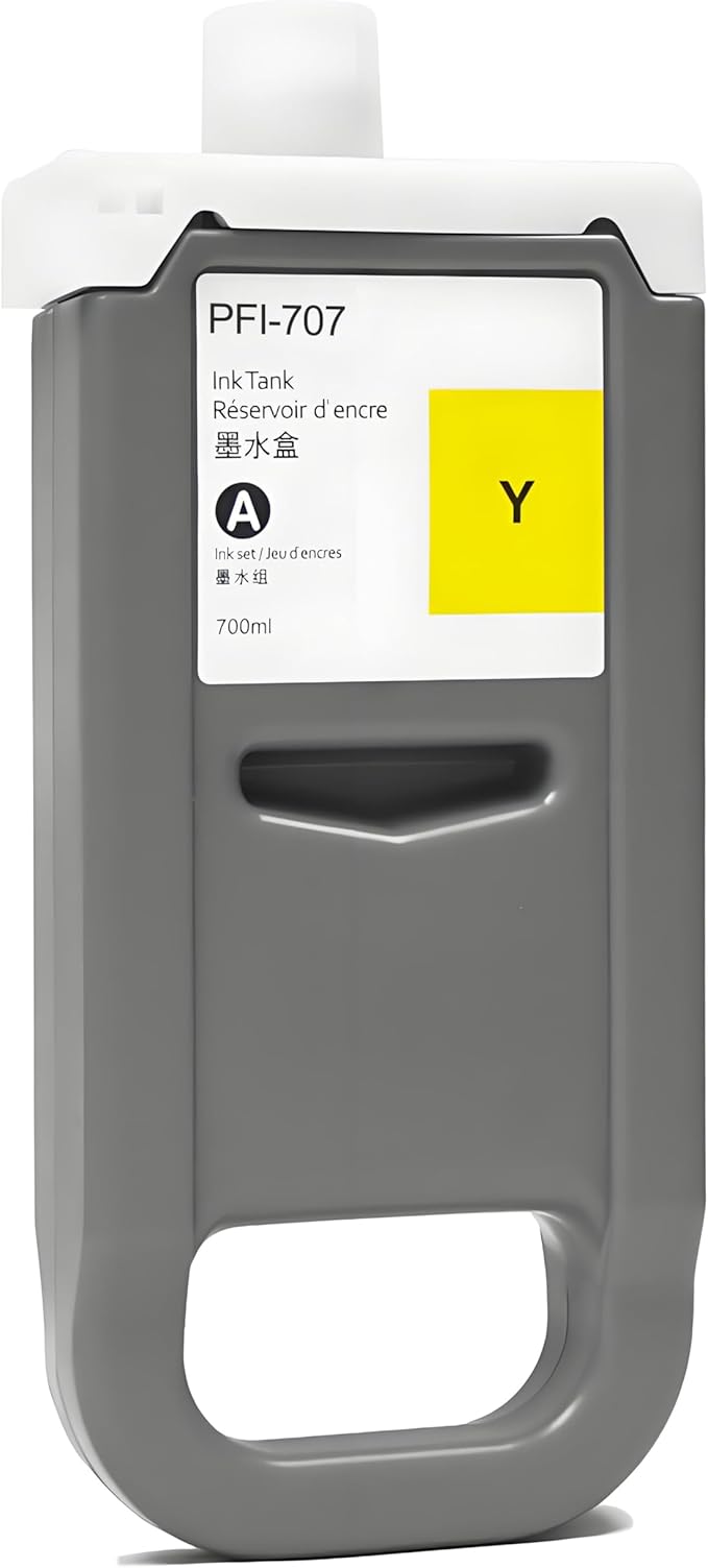 PFI-707 Ink Cartridge PFI707 Ink Tank Compatible with Canon imagePROGRAF PF830, iPF840, iPF850 CAD Plotters 700 ML (1-Pack, Yellow)-DeskLoop Office