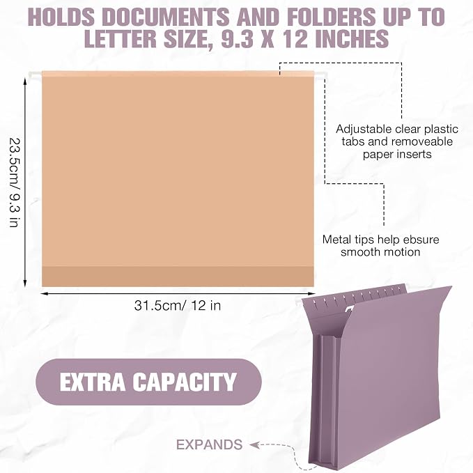 Sepamoon 40 Pcs Hanging File Folders Extra Capacity File Folders Letter Size - Image 3
