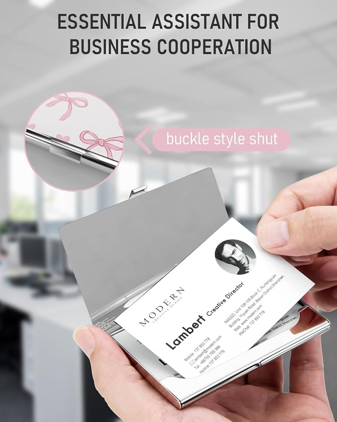Business Card Metal Slim Organizer, Professional Stainless Steel Square Pocket - Image 5