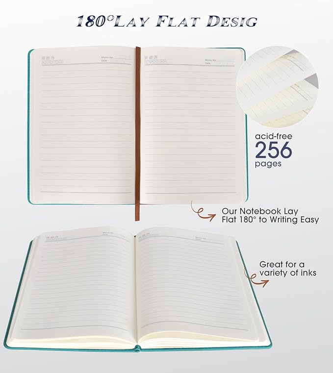 Lined Journal Notebook for Women Men,256 Pages A5 Hardcover Leather Journals for Writing,Travel,Business,Work & School,College Ruled Notebooks for Note Taking,Diary Notepad 5.7"×8.3" (blue)-DeskLoop Office