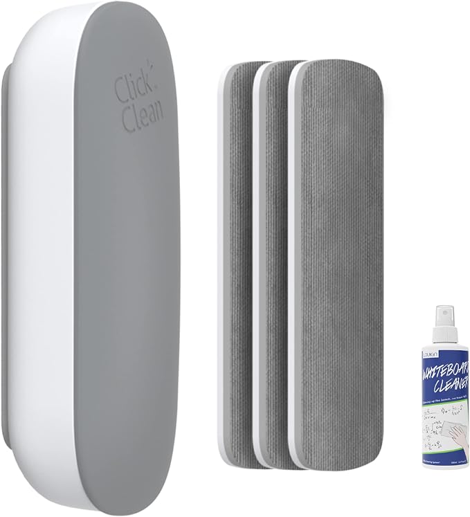 CLICK CLEAN Replaceable Dry Erase Board Eraser, 4-in-1 Magnetic Whiteboard by CLICKCLEAN