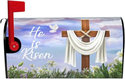 He is Risen Easter Cross Christian Mailbox Cover, 25.5x21 in Magnetic Religious by Yomane