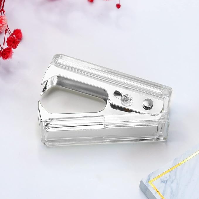 Staples Remover Tool Acrylic Clear Silver Staple Remover Kawaii - Image 3
