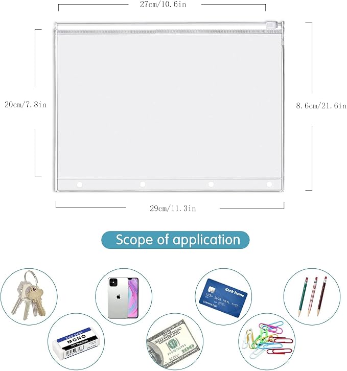 4 Pack A4 4 Holes Binder Zip Pockets Plastic Binder Zipper Folders Waterproof 4 - Image 2