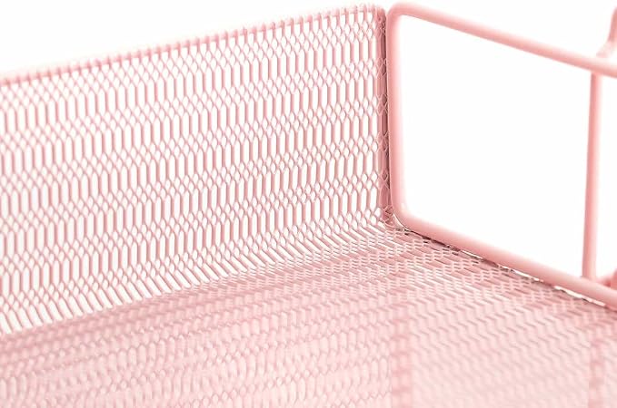 BLU MONACO | Paper Tray Stackable Pink Mesh Set of 2 | Stackable File Trays - Image 5