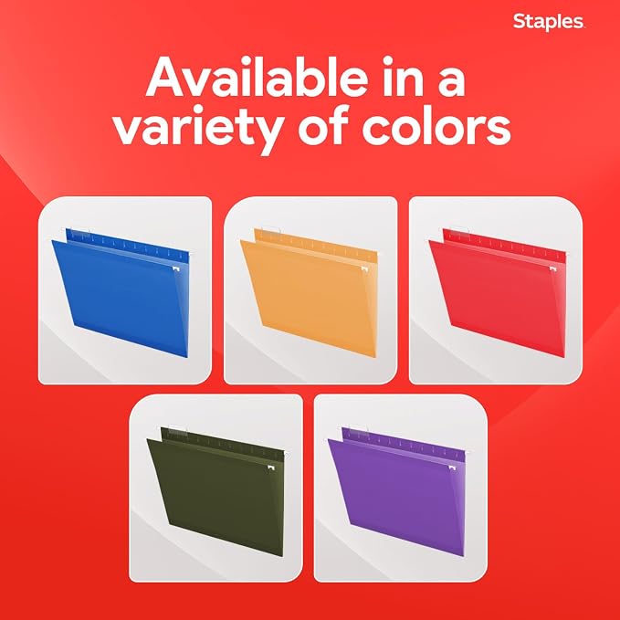 Staples Hanging File Folders, Letter Size, 1/5‑Cut Tabs, Includes Tabs & - Image 8