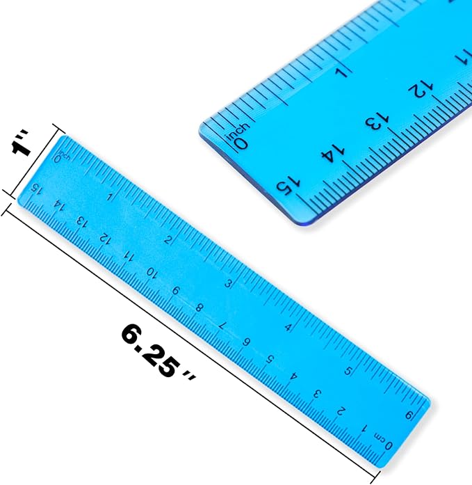 14 Packs 6 Inch Small Rulers for Kids, Plastic Ruler for School | Assorted - Image 3