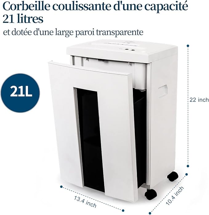 WOLVERINE 18-Sheet Shredders for Home Office Heavy Duty P-4 Security Level Crosscut Paper Shredder Paper/CD/Card Ultra Quiet Paper Shredder for Home with 6 Gallons Pullout Waste Bin SD9113(White ETL)-DeskLoop Office